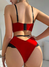 Conjunto (sujetador Con Aros Y Braguitas) De Encaje Para Mujer Con Detalles De Espiga